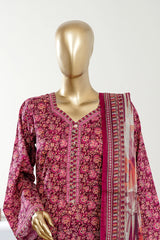 Bin Saeed Stitched 3 Piece Exclusive Printed Lawn Vol-09 Suit-LSM-2942-MAROON
