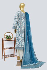 Bin Saeed Stitched 3 Piece Exclusive Printed Lawn Vol-13 Suit-LSM-3243-CREAM