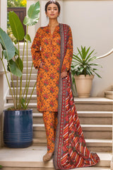Bin Saeed Stitched 3 Piece Exc Printed Lawn Vol-05 Drop-02 Collection'2025-NSM-2338-Mustard
