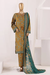 Bin Saeed Stitched 3 Piece Exclusive Printed Lawn Vol-12 Suit-LSM-3169-Yellow