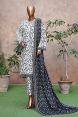 Bin Saeed Stitched 3 Piece Exclusive Printed Khaddar Vol-05 Collection'2025-WK-2403-White