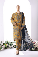 Bin Saeed Stitched 3 Piece Printed Vol-01 Collection'2025-WK-2373-mustard