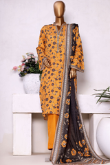 Bin Saeed Stitched 3 Piece Exclusive Printed Khaddar Vol-13 Collection'2025-WK-2623-yellow