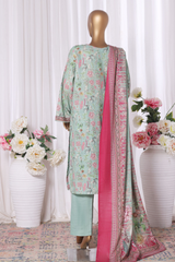 Bin Saeed Stitched 3 Piece Exclusive Printed Khaddar Vol-11 Collection'2025-WK-2581-Ferozi