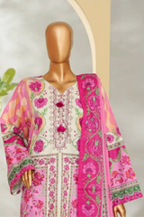 Bin Saeed Stitched 3 Piece Exclusive Printed Lawn Vol-01 Collection'2026-LSM-2717 PINK