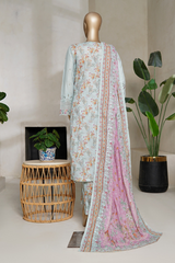 Binsaeed luxury plain cotton with embroidered dupatta d05