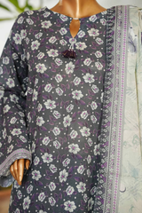 Bin Saeed Stitched 3 Piece Exclusive Printed Lawn Vol-01 Collection'2026-LSM-2687 GREY