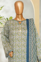 Bin Saeed Stitched 3 Piece Exclusive Printed Lawn Vol-01 Collection'2026-LSM-2689 MUSTARD GREY