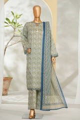 Bin Saeed Stitched 3 Piece Exclusive Printed Lawn Vol-01 Collection'2026-LSM-2689 MUSTARD GREY