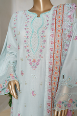 Binsaeed luxury plain cotton with embroidered dupatta d05