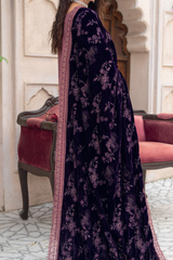 Premium Peach Collection Embroidered Shirt With Embroidered Micro Velvet Shawl D-04