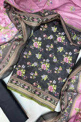 Bin Saeed Digital Printed Cotton Cambric Unstitched 3 Piece Suit - Design-12 - BS25DCC - Mustard - Summer Collection