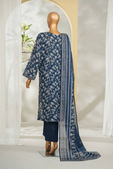 Bin Saeed Stitched 3 Piece Exclusive Printed Lawn Vol-01 Collection'2026-LSM-2679 GREY BLUE
