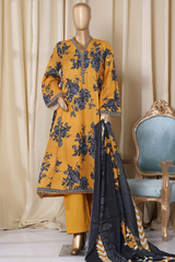 Bin Saeed Stitched 3 Piece Printed Frocks Khaddar Collection'2025-fr-1290-yellow