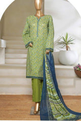 Bin Saeed Stitched 3 Piece Exc Printed Lawn Vol-06 Collection'2025-NSM-2484-blue