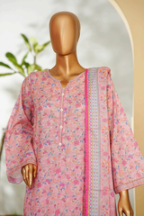 Bin Saeed Stitched 3 Piece Exclusive Printed Lawn Vol-01 Collection'2026-LSM-2680 PINK