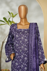 Bin Saeed Stitched 3 Piece Exclusive Printed Lawn Vol-01 Collection'2026-LSM-2682 PURPLE