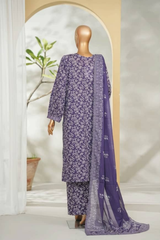 Bin Saeed Stitched 3 Piece Exclusive Printed Lawn Vol-01 Collection'2026-LSM-2682 PURPLE