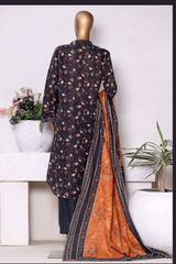Bin Saeed Stitched 3 Piece Exclusive Printed Khaddar Vol-13 Collection'2025-WK-2624-BLACK