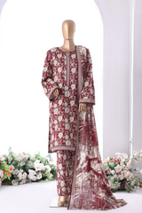 Bin Saeed Stitched 3 Piece Printed Vol-01 Collection'2025-WK-2374-red