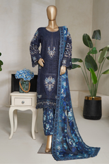 Binsaeed luxury plain cotton with embroidered dupatta d04