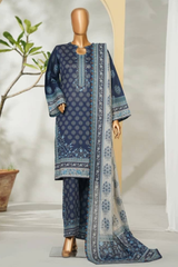 Bin Saeed Stitched 3 Piece Exclusive Printed Lawn Vol-01 Collection'2026-LSM-2683 BLUE