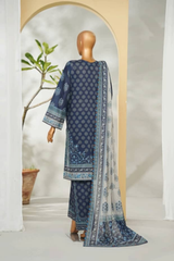 Bin Saeed Stitched 3 Piece Exclusive Printed Lawn Vol-01 Collection'2026-LSM-2683 BLUE