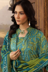 BAHAR BY MAHEES,Printed Silk Marina with Printed Pure China Pashmina Shawl,D-05