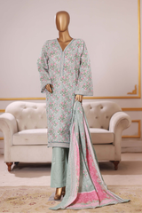 Bin Saeed Stitched 3 Piece Exclusive Printed Khaddar Vol-09 Collection'2025-WK-2561-White