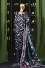 Bin Saeed Stitched 3 Piece Exclusive Printed Khaddar Vol-14 Collection'2025-WK-2649-BLACK