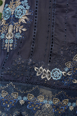 Binsaeed luxury plain cotton with embroidered dupatta d04