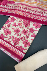 Bin Saeed Printed Khaddar Unstitched 3 Piece Suit - BS25KHD -Pink- Winter Collection