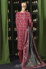 Bin Saeed Stitched 3 Piece Exclusive Printed Khaddar Vol-14 Collection'2025-WK-2648-RED