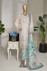 Binsaeed luxury plain cotton with embroidered dupatta d03