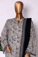 Bin Saeed Stitched 3 Piece Exclusive Printed Khaddar Vol-13 Collection'2025-WK-2627-GREY