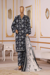 Bin Saeed Stitched 3 Piece Exclusive Printed Khaddar Vol-09 Collection'2025-WK-2565-Black