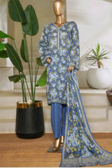 Bin Saeed Stitched 3 Piece Exc Printed Lawn Vol-05 Collection'2025-NSM-2345-blue