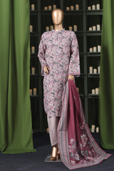 Bin Saeed Stitched 3 Piece Exclusive Printed Khaddar Vol-14 Collection'2025-WK-2644-PINK