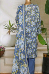 Bin Saeed Stitched 3 Piece Exc Printed Lawn Vol-05 Collection'2025-NSM-2345-blue