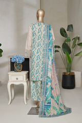 Binsaeed luxury plain cotton with embroidered dupatta d03