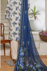 Bin Saeed Stitched 3 Piece Exc Printed Lawn Vol-06 Collection'2025-NSM-2485-white