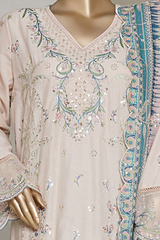 Binsaeed luxury plain cotton with embroidered dupatta d03