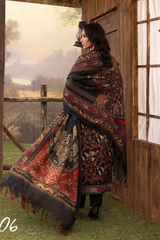 BAHAR BY MAHEES,Printed Silk Marina with Printed Pure China Pashmina Shawl,D-06