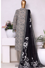 Bin Saeed Stitched 3 Piece Exclusive Printed Khaddar Vol-13 Collection'2025-WK-2627-GREY