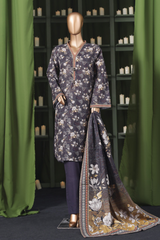 Bin Saeed Stitched 3 Piece Exclusive Printed Khaddar Vol-14 Collection'2025-WK-2639-BLACK
