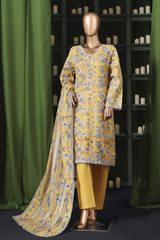 Bin Saeed Stitched 3 Piece Exclusive Printed Khaddar Vol-14 Collection'2025-WK-2638-YELLOW