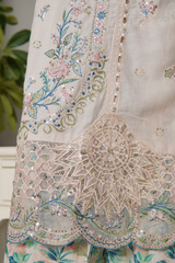Binsaeed luxury plain cotton with embroidered dupatta d03