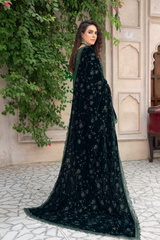 Premium Peach Collection Embroidered Shirt With Embroidered Micro Velvet Shawl D-07