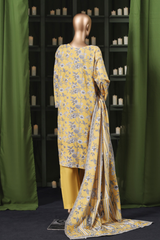 Bin Saeed Stitched 3 Piece Exclusive Printed Khaddar Vol-14 Collection'2025-WK-2638-YELLOW