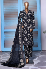 Bin Saeed Stitched 3 Piece Exclusive Printed Khaddar Vol-14 Collection'2025-WK-2637-BLACK